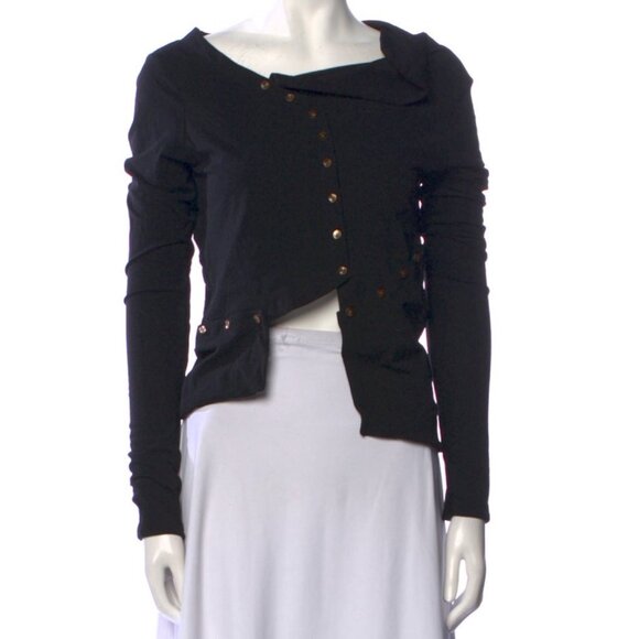 PRISCAVera Bateau Neckline Long Sleeve Crop Top Size: M/L